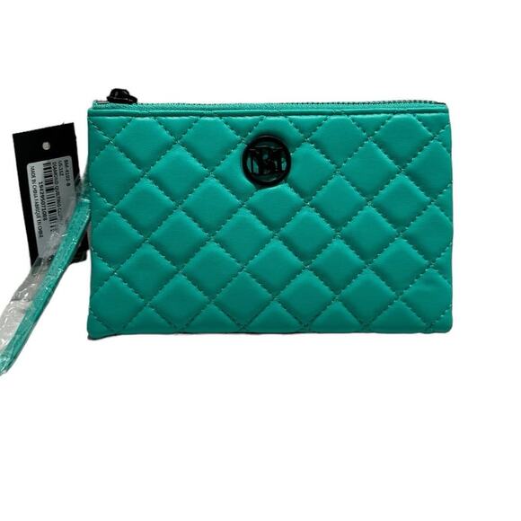 NWT! Badgley Mischka Diamond Green Quilted Clutch - Picture 2 of 6